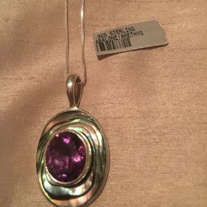 Abalone and Amethyst Pendant - Sterling Silver